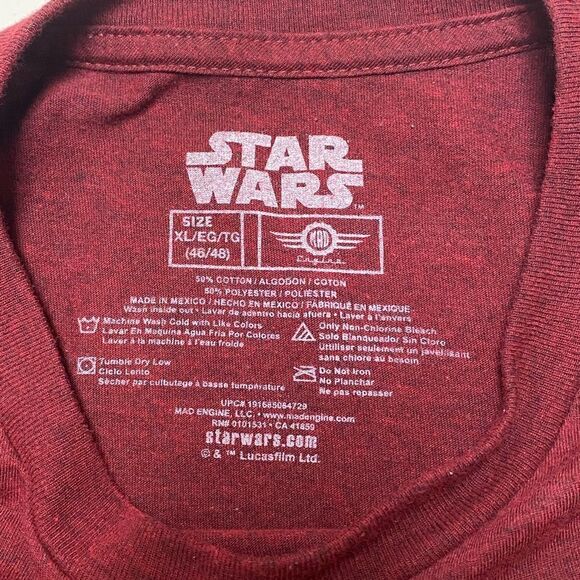Star Wars Men’s Dark Red Luke Skywalker Jedi Rebel Shirt Sz XL - Picture 6 of 7